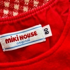 【中古】ミキハウス ワンピース 80 サイズ うさぎ チェック MIKI HOUSEの画像
