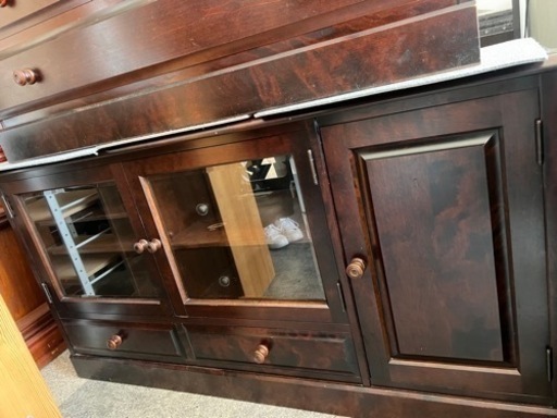 北海道民芸家具 サイドボード ガラス扉