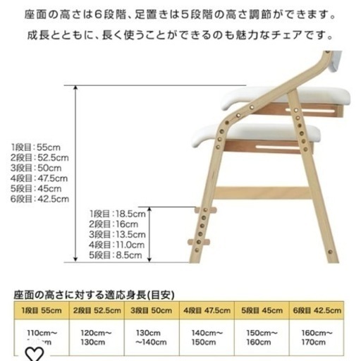 【美品！】子供 学習用 椅子 高さ調整可能