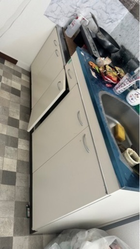 ライフ住器 公団型流し台 1700×460 アイボリー (右水槽＋左ガス