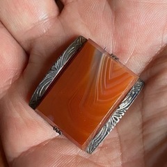 レトロ　アンティーク　縞メノウブローチ