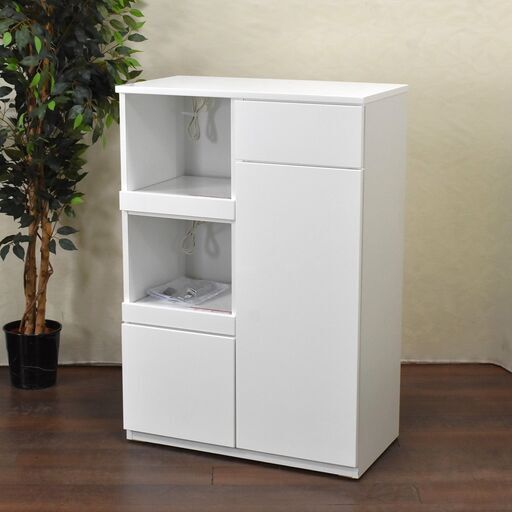 【ヤ取8/10終了】≪zyt1394ジ≫ 美品/未使用？ 2023年10月製造 nitori/ニトリ ミドルレンジボード エトナ80MRB WH/SI 食器棚 幅80cm 60310-05