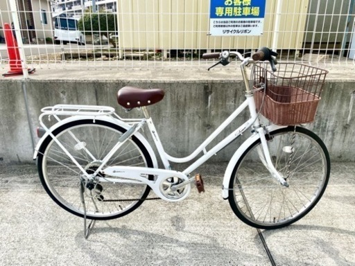 26インチ 6段変速 学生 買取 中古 シティサイクル ホワイト おしゃれ 自転車