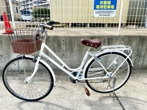 26インチ 6段変速 学生 買取 中古 シティサイクル ホワイト おしゃれ 自転車 