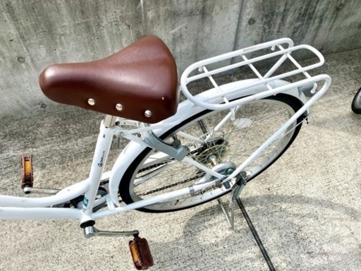 26インチ 6段変速 学生 買取 中古 シティサイクル ホワイト おしゃれ 自転車 