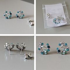 ラインストーン /フラワーサークルスタッドピアス（新品）の画像