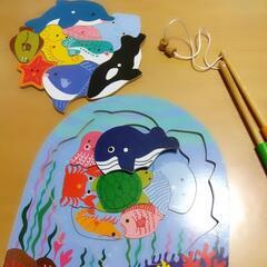 知育玩具/木のおもちゃ/ お魚釣り遊び/お魚パズルの画像