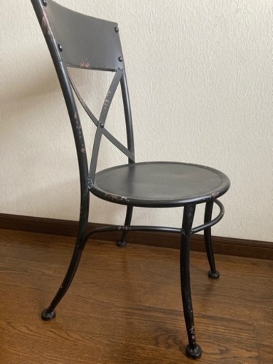 アンティーク調黒椅子2脚家具 ダイニングセット