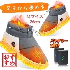 電気スリッパ （M:26㎝）コードレス モバイルバッテリー付　冷え対策　温活の画像