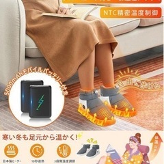 電気スリッパ （M:26㎝）コードレス モバイルバッテリー付　冷え対策　温活の画像