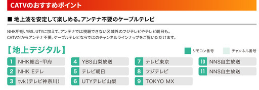 山梨県　CATVの権利　譲ります　早い者勝ちです　本日は特別価格