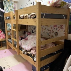 家具　2段ベッド　小さめサイズ　美品　日本製　ヒノキ