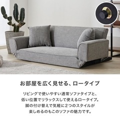 LOWYA ロウヤ ソファ ソファベッド リビングソファ 二人掛け　クッション2個付きの画像