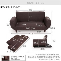 LOWYA ロウヤ ソファ ソファベッド リビングソファ 二人掛け　クッション2個付きの画像