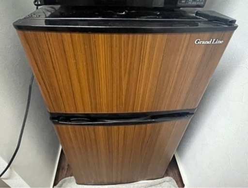 Grand-Line 冷蔵庫 90L 2ドア 直冷式 冷凍冷蔵庫 木目調 ダークブラウン AR-90L02DB