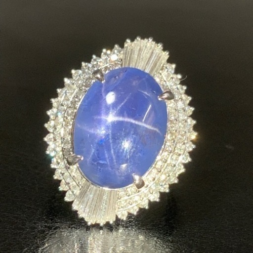 売り切れました。Pt900 プラチナ900 スターサファイヤ　13.03ct ダイヤ1.72ct リング　 18.6g 約11.5号