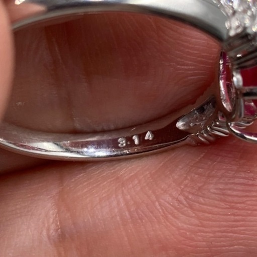 売り切れました。K18WG 18金ホワイトゴールド　ルビー　3.14ct　ダイヤモンドリング　4.2g 約20号