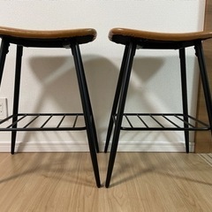 【4/6処分予定】レザー調スツール2個セット　カウンターチェアー　椅子