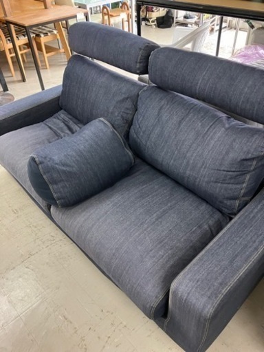 取引場所 南観音 K2403-587 良品計画 2人掛けソファ デニムカバー カバー取り外し可能 汚れキズあり