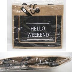 未使用・ビニール未開封品 ジュートバッグ 2サイズセット ポケット付 HELLO WEEKEND トートバッグ 麻 ☆ PayPay(ペイペイ)決済可能 ☆ 札幌市 豊平区 平岸 平岸店の画像
