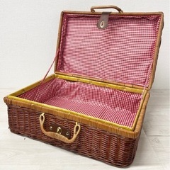 【中古品】ピクニック バスケット レトロ スーツケース かごバッ...