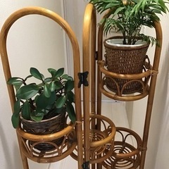 ラタンフラワースタンド 3連花台 の画像