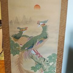 掛け軸　榊原紫峰作『比翼連理之図』
