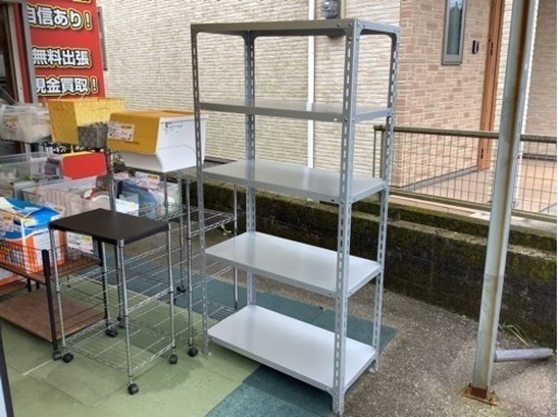 【リサイクルサービス八光】幅88cm　5段　シルバー スチールラック
