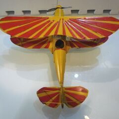 アンティーク調 ブリキ プロペラ複葉機 幅30.3cm レトロ雑貨 オブジェ インテリア雑貨 プロペラ機 飛行機 おもちゃ 札幌市東区 新道東店の画像