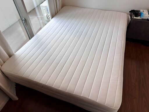 無印良品 ダブルベッド ポケットコイルマットレス付き＋20cm木製脚