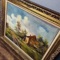 油絵 油彩 美術品 額装 風景画 横120cm 縦101cmインテリア アート 絵画 横120cm 縦101cmおもちゃ パズルの画像