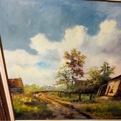 油絵 油彩 美術品 額装 風景画 横120cm 縦101cmインテリア アート 絵画 横120cm 縦101cmおもちゃ パズルの画像