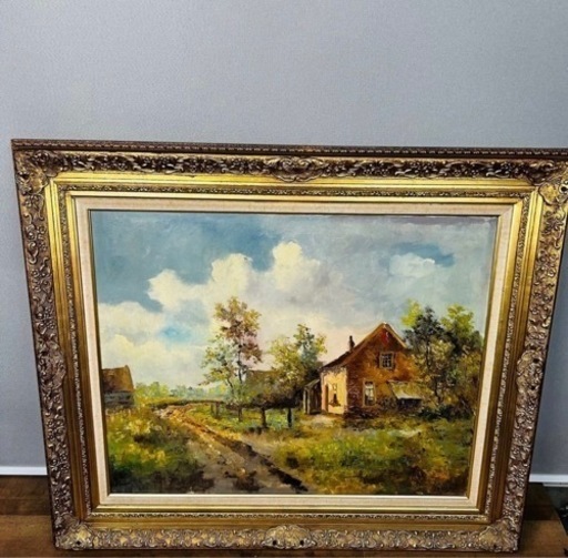 油絵 油彩 美術品 額装 風景画 横120cm 縦101cmインテリア アート 絵画 横120cm 縦101cmおもちゃ パズル