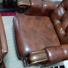 合成皮革製レトロ風一人掛けソファー2個セットの画像
