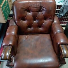合成皮革製レトロ風一人掛けソファー2個セット