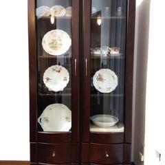 カップボード キャビネット 食器棚 美品 ブラウン 高さ160cm 奥行36cm