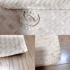 カンボジア製　天然素材　ハンドメイド:編みバッグ:難ありの画像