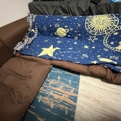 フロアコーナーソファー 3点 クッション付 布張り ブラウン