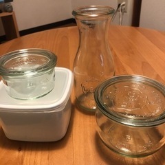 野田琺瑯スクエアM・weck保存容器3個