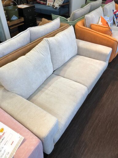 コーデュロイ　木脚スタイリッシュソファ　2.5Ｐ