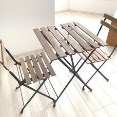 TÄRNÖ テルノー テーブル&チェア2脚 ブラック/ライトブラ...