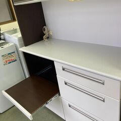 【お取引中】幅120 大川家具 オープンダイニングボード 食器家電収納  レンジボード レンジ台 ブラウン/ホワイト ★2326★の画像