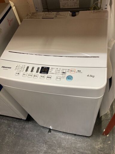 ☆中古￥10,800！Hisense　4.5kg洗濯機　家電　HW-E4503型　2019年製　幅54㎝ｘ奥行54㎝ｘ高さ88㎝　【BC127】