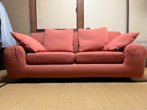 高級ブランド家具★【arflex/アルフレックス】 2人掛けソファ  オレンジ