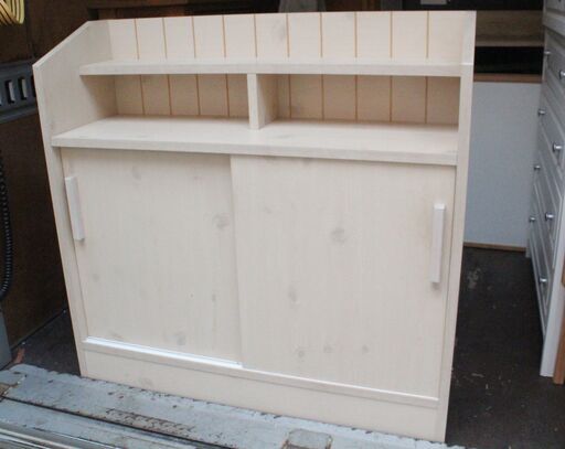 おしゃれ キッチンボード 日本製 90cm 木製 大容量 薄型 北欧 キャビネットUsed