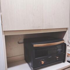 木目調　おしゃれ食器棚　レンジ台　レンジボードの画像