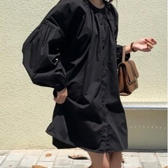 【新品】ロング・ショートブーツにも◎ ボリュームスリーブシャツワンピースの画像