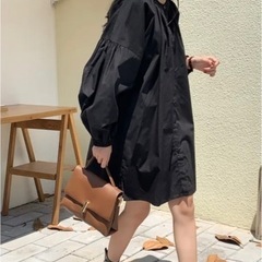 【新品】ロング・ショートブーツにも◎ ボリュームスリーブシャツワンピースの画像