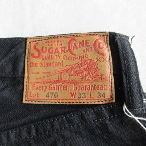 【決まりました】b77 《未使用 タグ付き》 SUGARCANE シュガーケーン LOT.470 ブラック デニムパンツ ジーンズ 33in ウエスト約84cm 東洋エンタープライズ