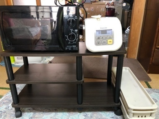 電子レンジ・炊飯器・テレビラック・スリムラック4点セット
